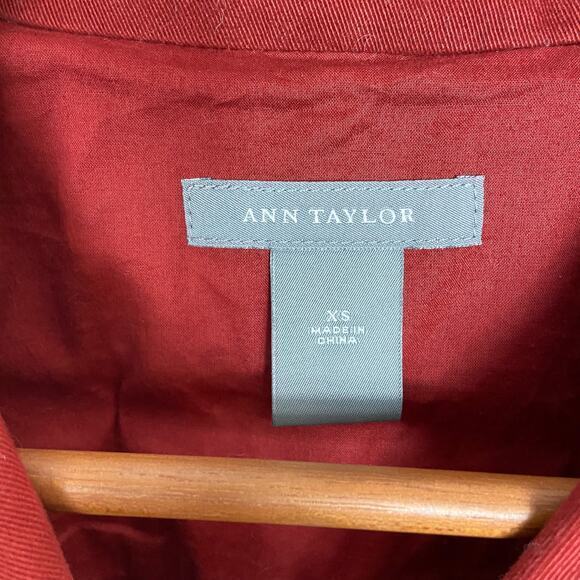 Ann Taylor Twill Peacoat Sz‎ XS Rust Red Cotton Fall Cropped Jacket - Picture 3 of 15